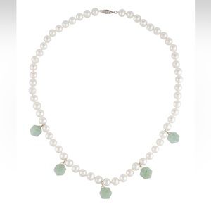 Pearl and aquamarine bead necklace